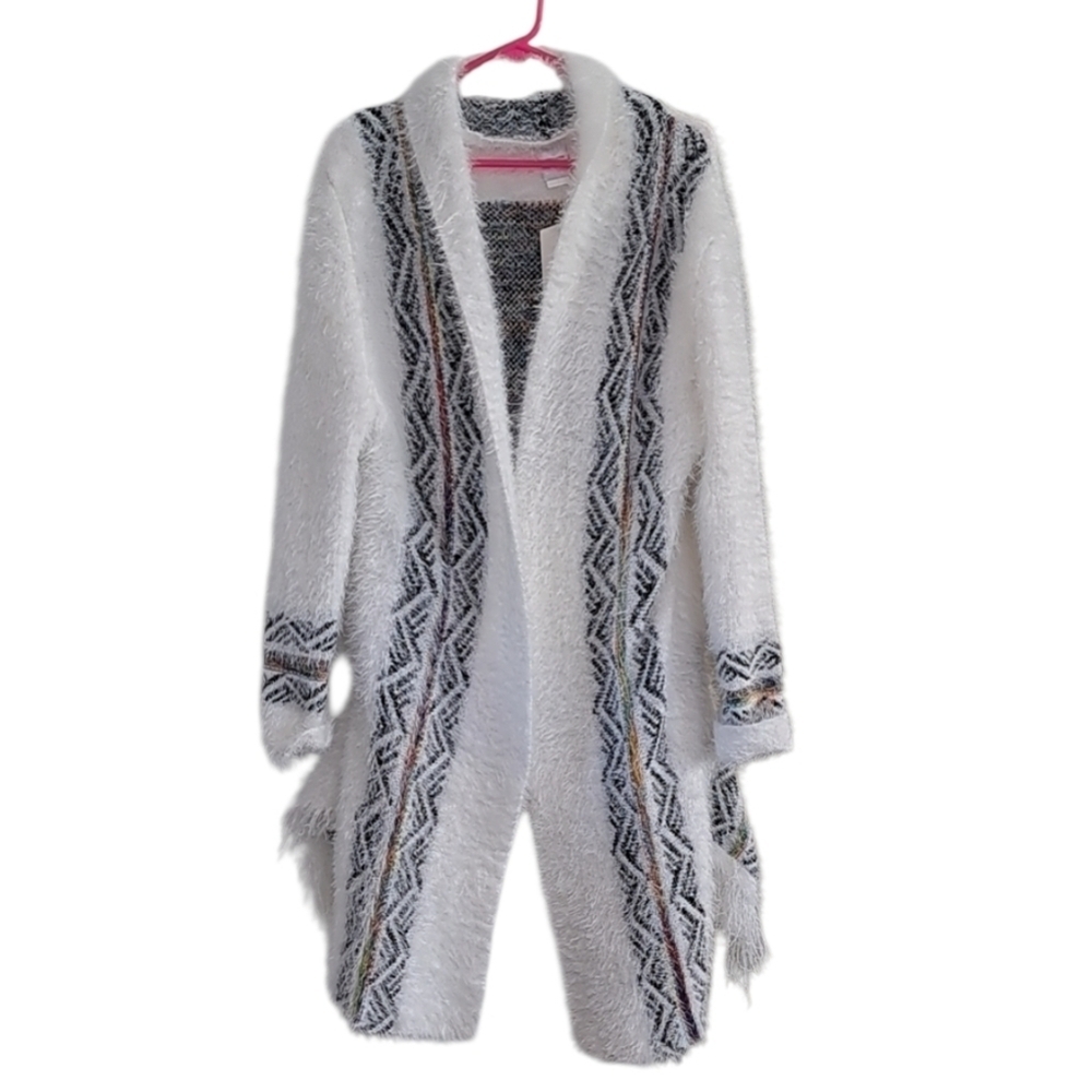 Northern Angel Rainbow Fuzzy Tribal Cardigan With Aztec Pattern - Picture 9 of 14
